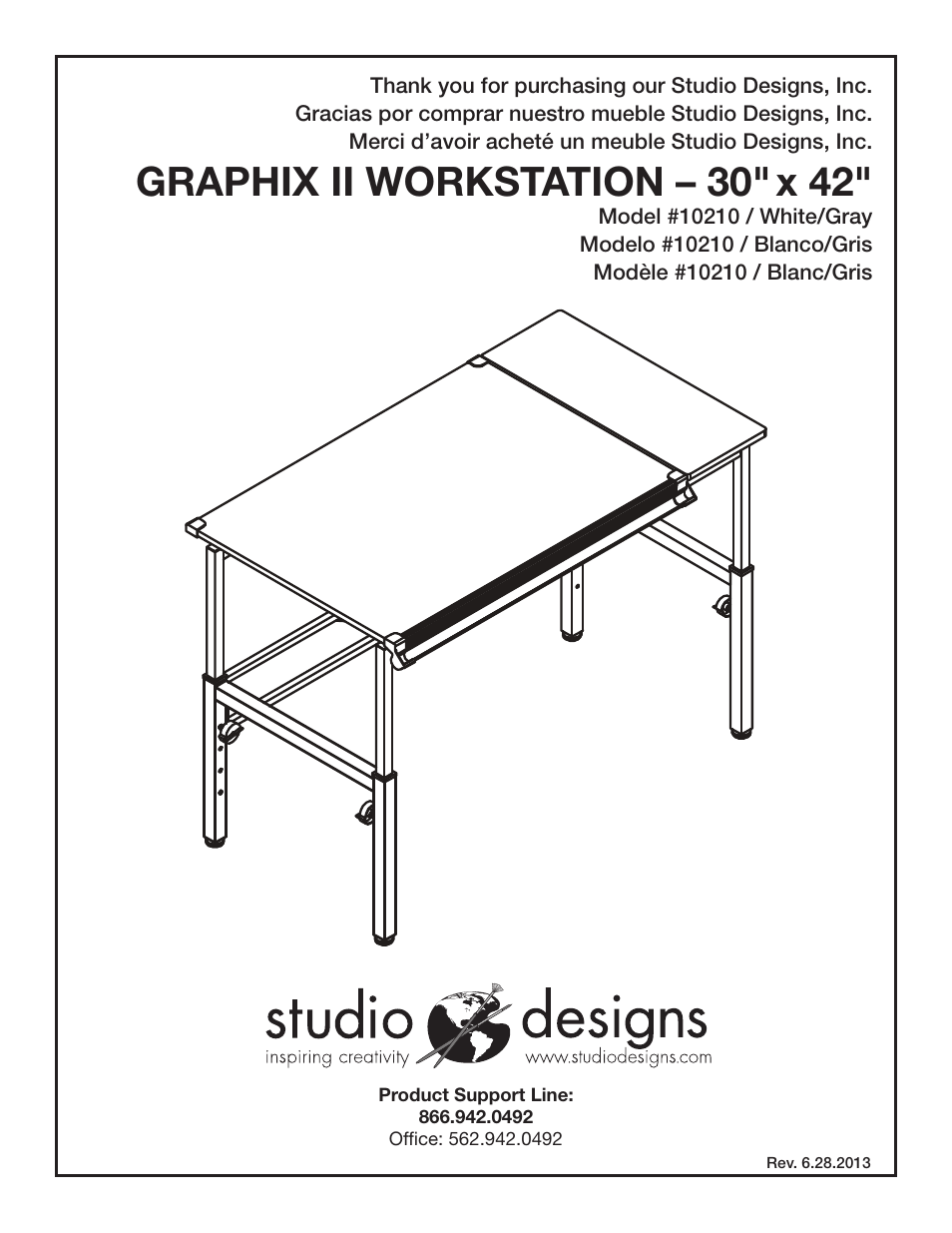 Studio Designs Graphix II Workstation – 30 x 42 inches User Manual | 12 pages