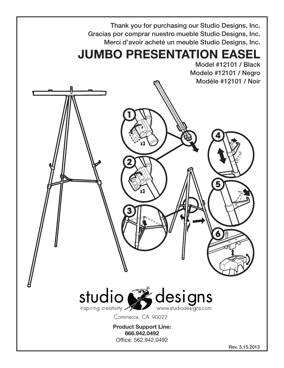 Studio Designs Jumbo Presentation Easel User Manual | 2 pages