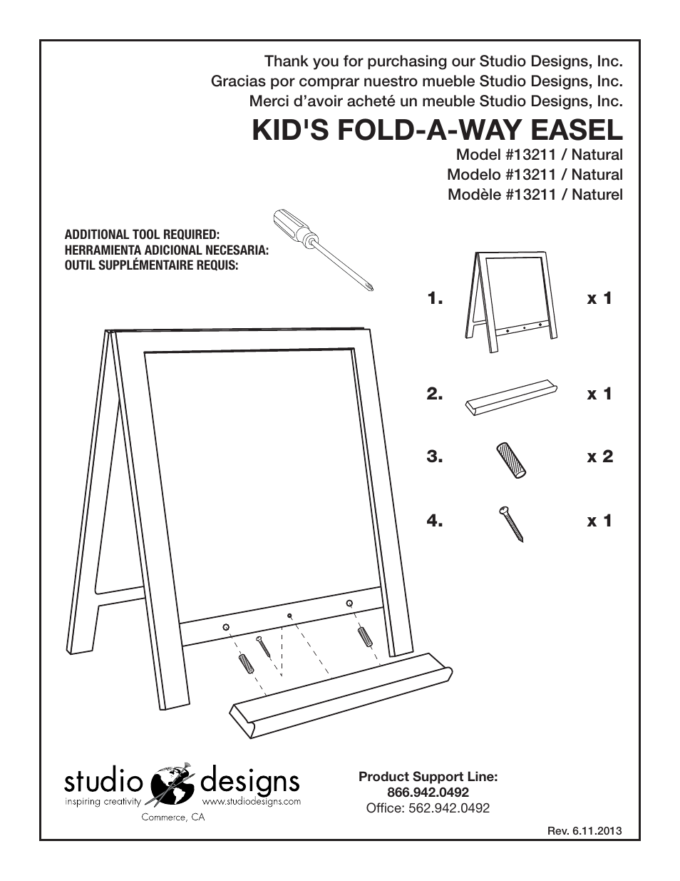 Studio Designs Kids Fold-A-Way Easel User Manual | 2 pages