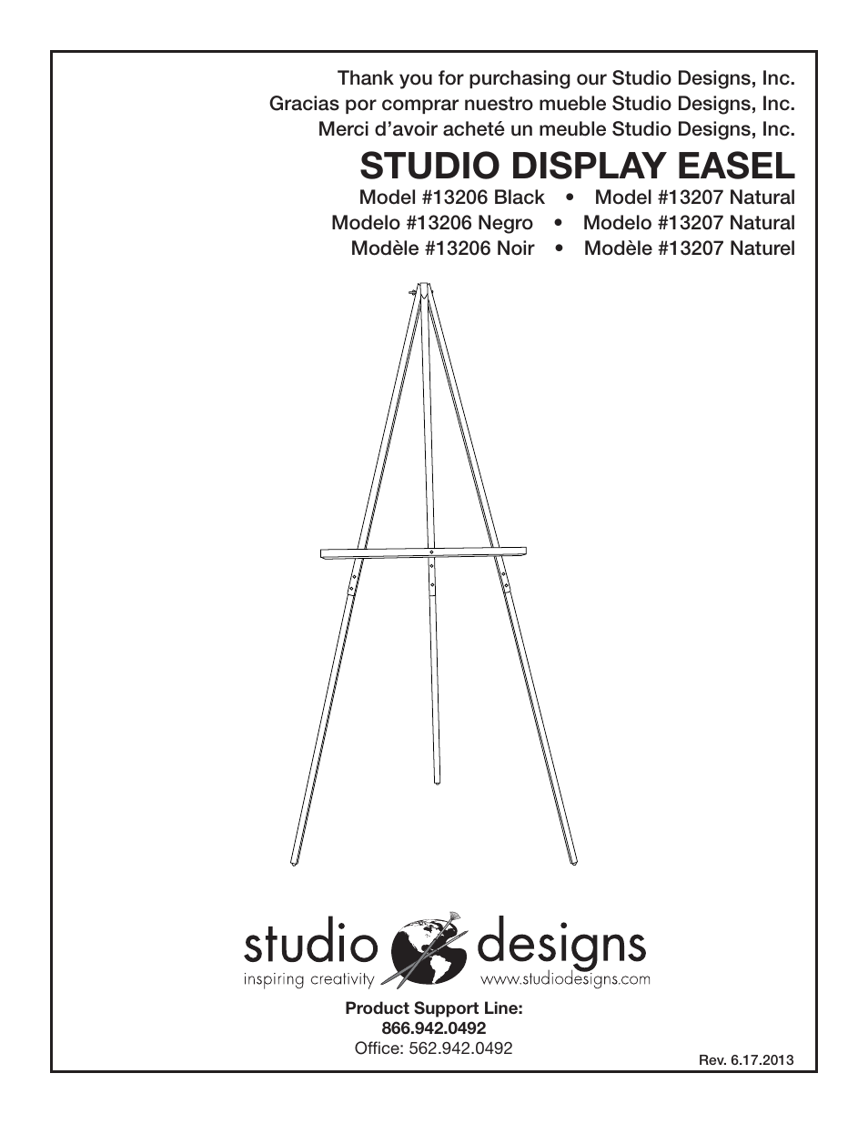 Studio Designs Studio Display Easel User Manual | 5 pages