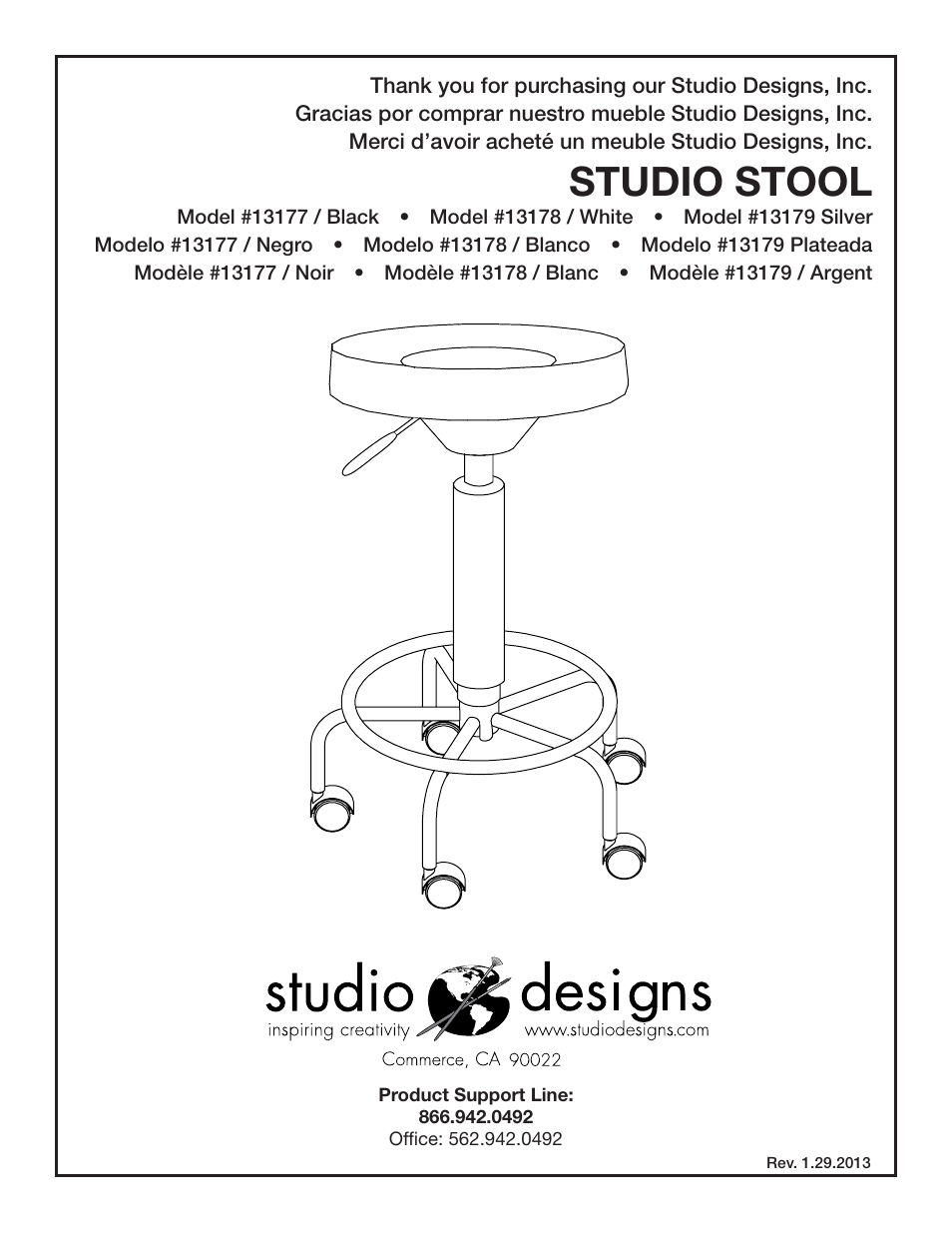 Studio Designs Studio Stool User Manual | 4 pages