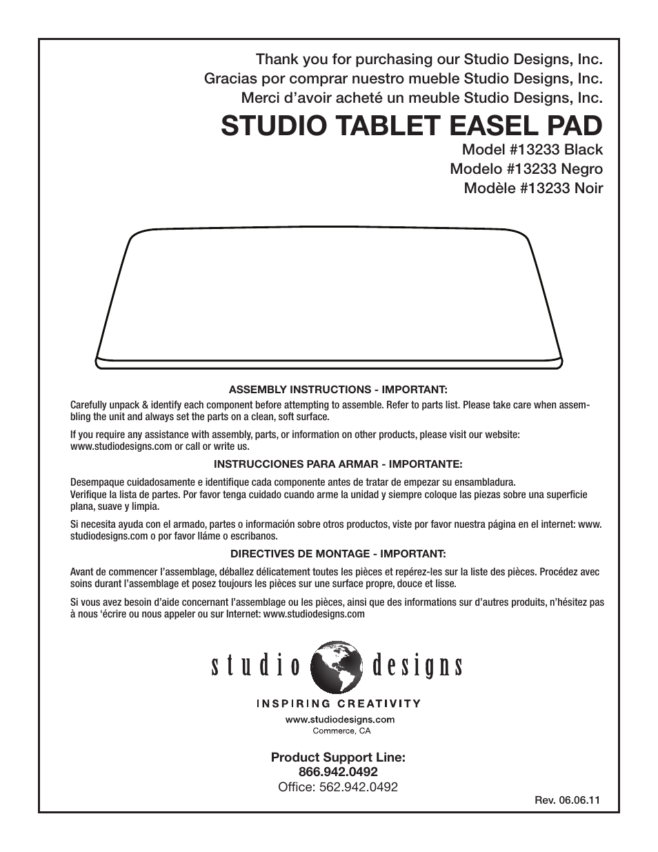 Studio Designs Studio Tablet Easel Pad User Manual | 4 pages