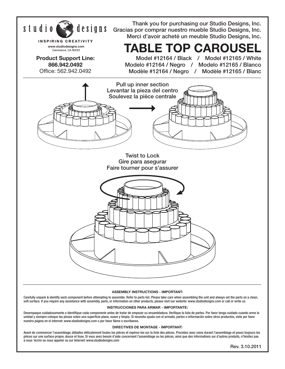 Studio Designs Table Top Carousel User Manual | 2 pages