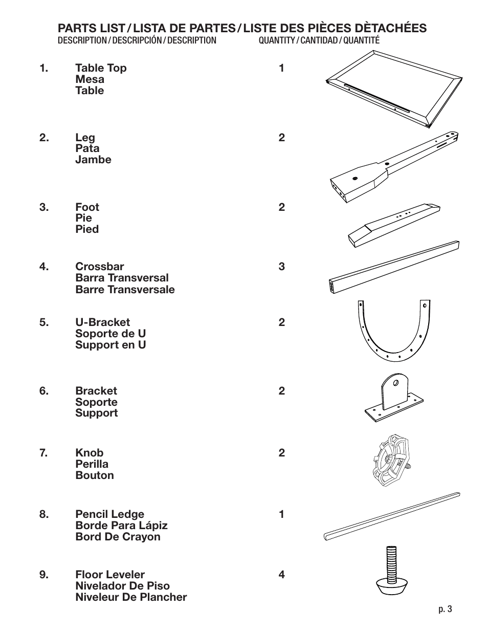 Studio Designs Vintage Drafting Table 42 inch User Manual | Page 3 / 9