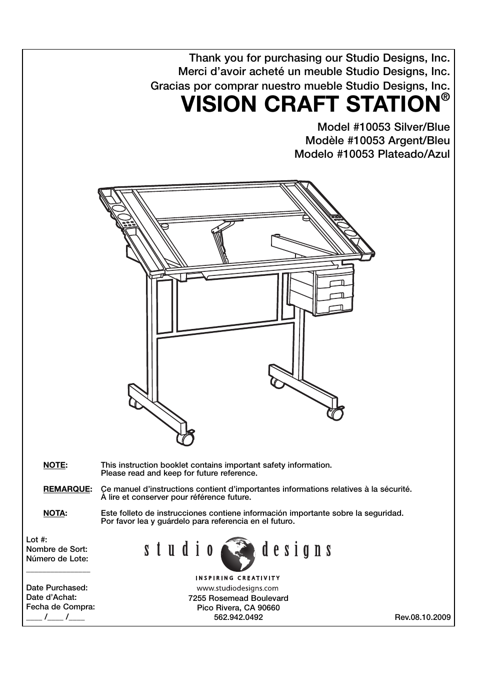 Studio Designs Vision Craft Station User Manual | 11 pages