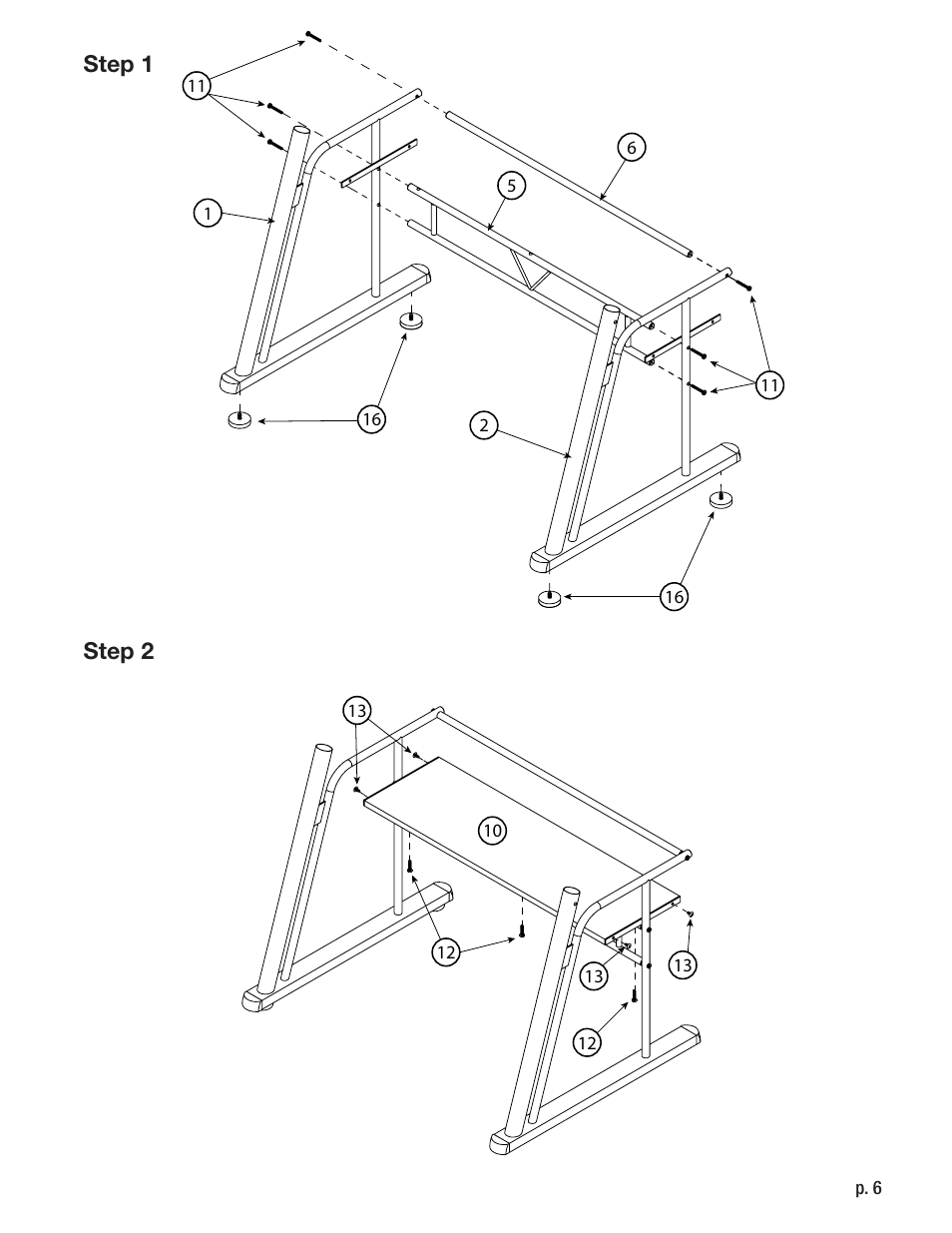 Step 1 step 2 | Studio Designs Zenith Drafting Table User Manual | Page 6 / 9