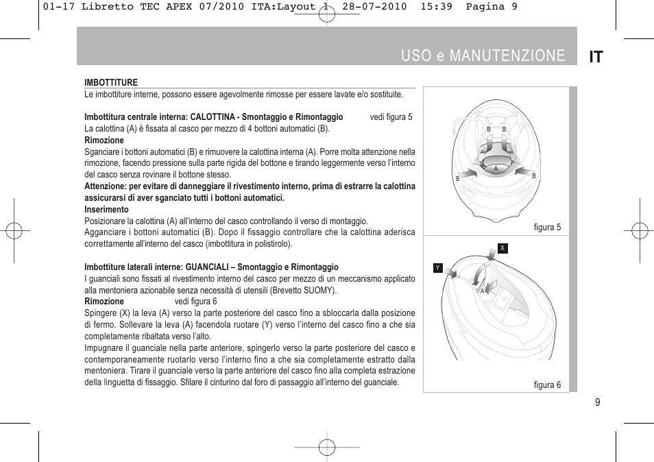 Uso e manutenzione it | SUOMY Apex User Manual | Page 11 / 100