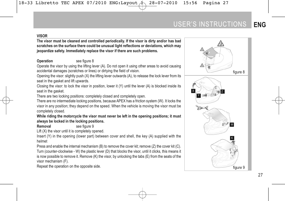 User’s instructions eng | SUOMY Apex User Manual | Page 29 / 100