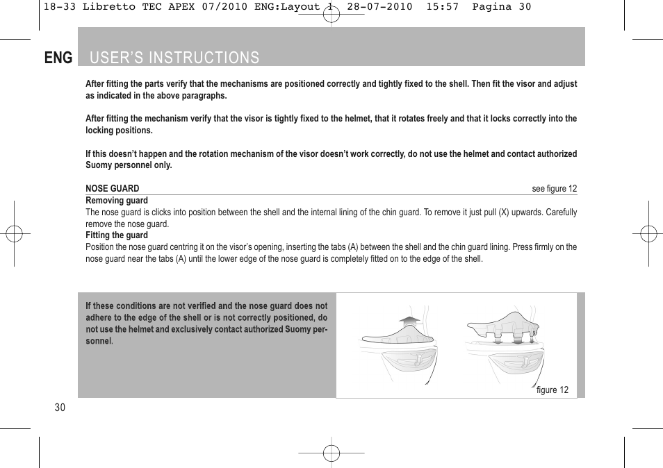 Eng user’s instructions | SUOMY Apex User Manual | Page 32 / 100