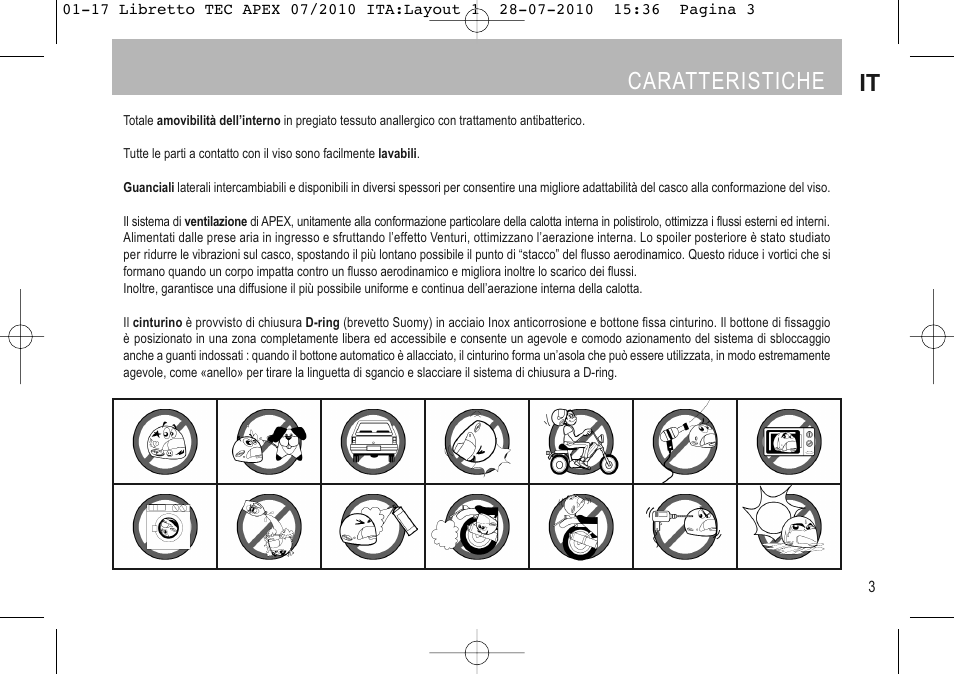 Caratteristiche it | SUOMY Apex User Manual | Page 5 / 100