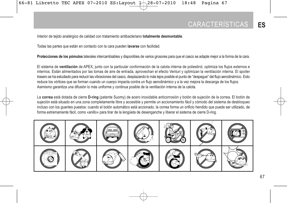 Características es | SUOMY Apex User Manual | Page 69 / 100