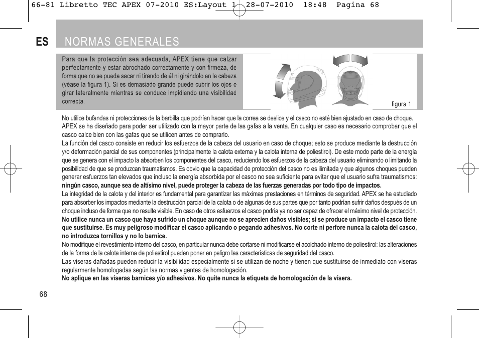 Es normas generales | SUOMY Apex User Manual | Page 70 / 100
