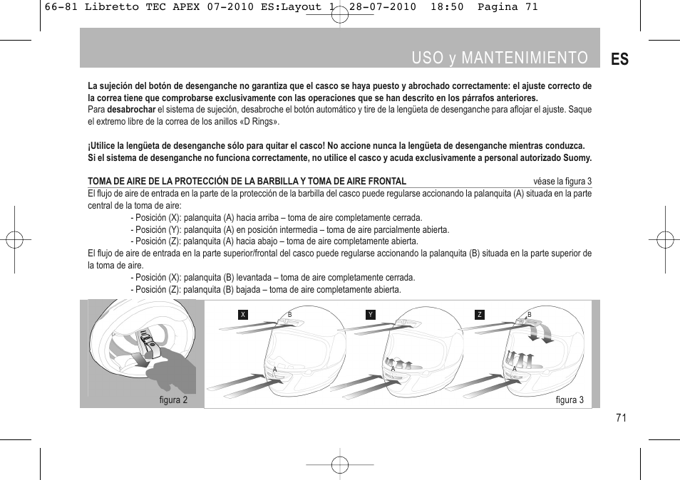 Uso y mantenimiento es | SUOMY Apex User Manual | Page 73 / 100