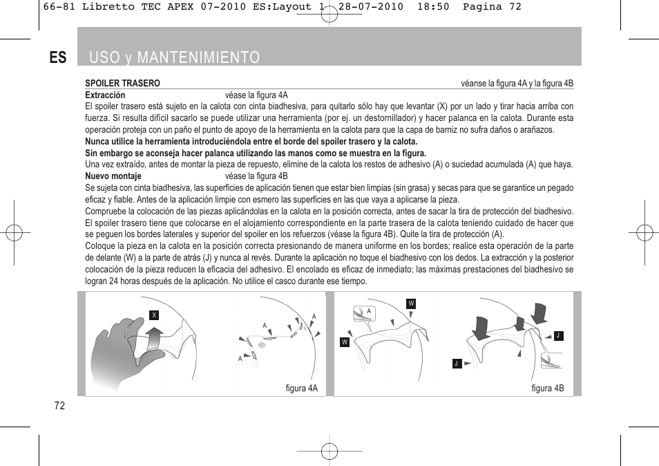 Es uso y mantenimiento | SUOMY Apex User Manual | Page 74 / 100