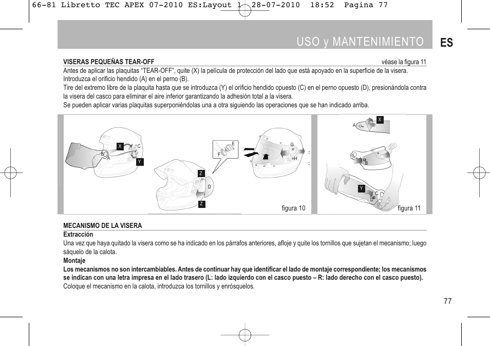 Uso y mantenimiento es | SUOMY Apex User Manual | Page 79 / 100