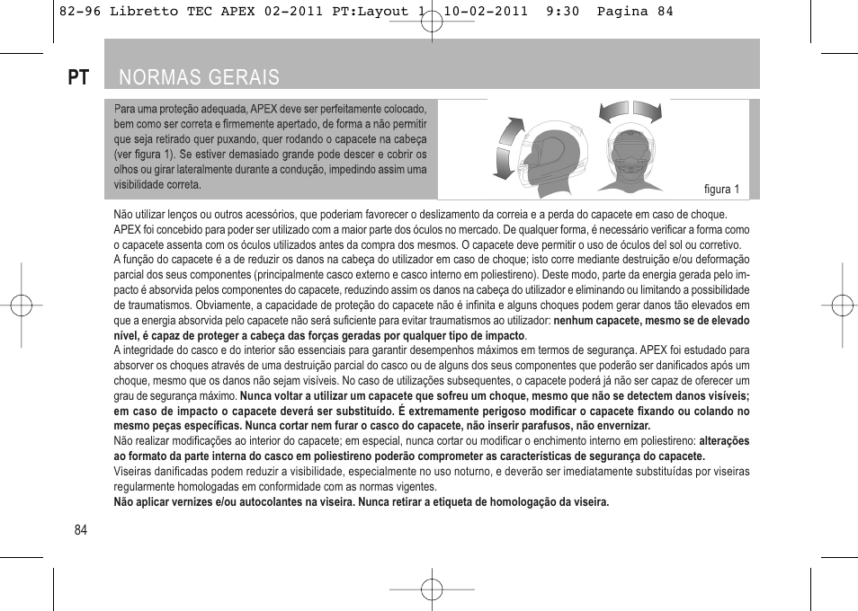 Pt normas gerais | SUOMY Apex User Manual | Page 86 / 100
