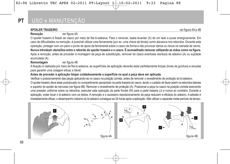 Pt uso e manutenção | SUOMY Apex User Manual | Page 90 / 100