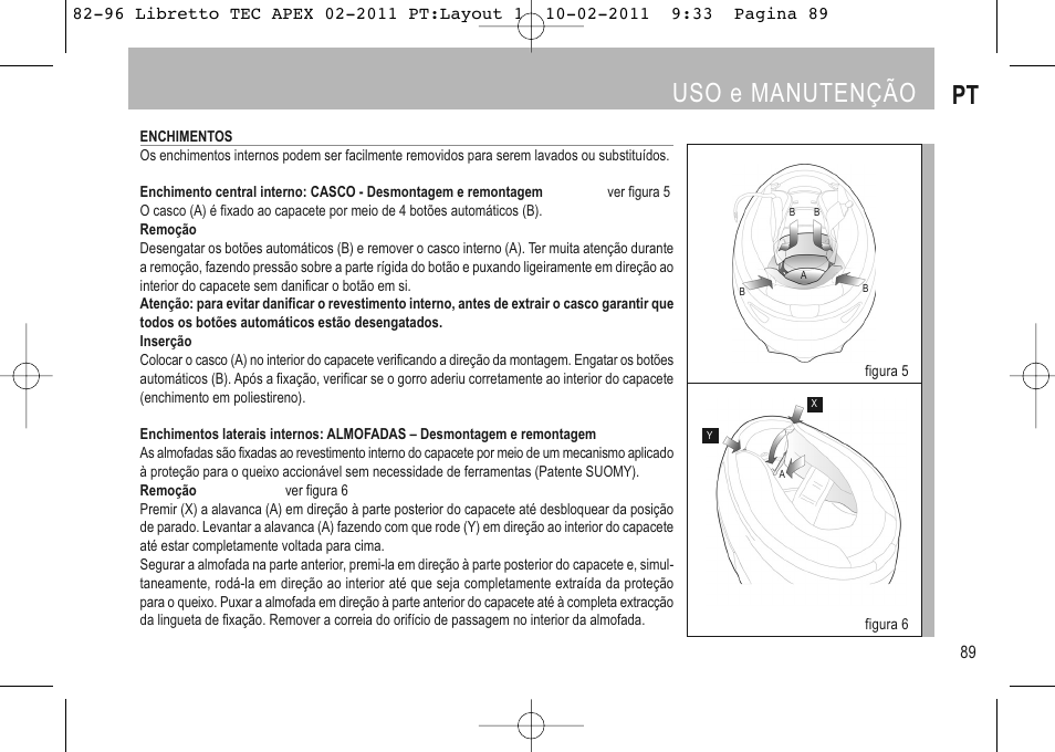 Uso e manutenção pt | SUOMY Apex User Manual | Page 91 / 100