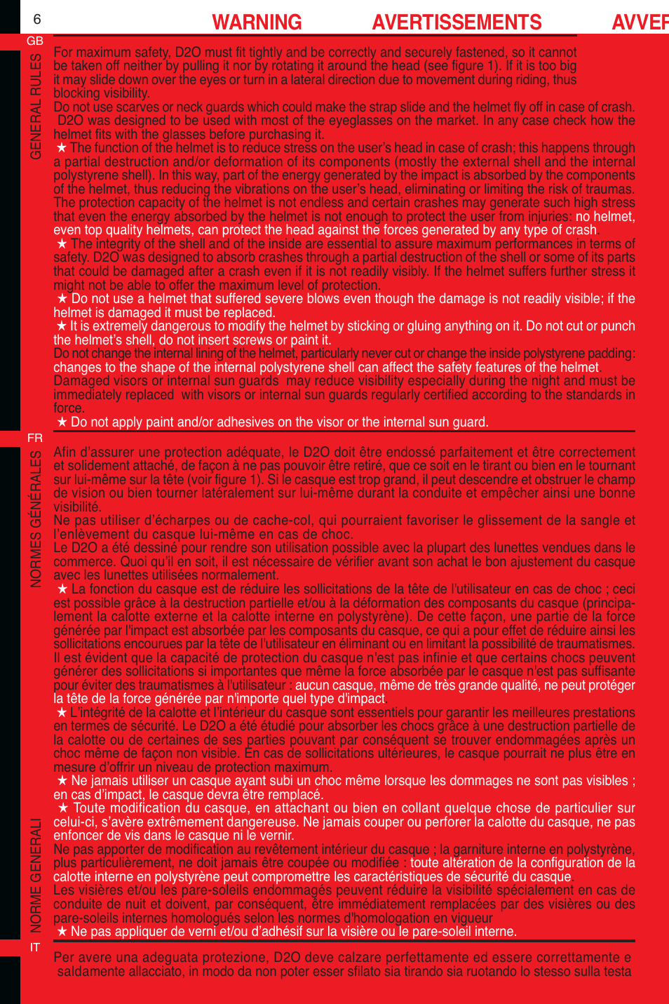 Warning avertissements avver | SUOMY D2O User Manual | Page 6 / 36
