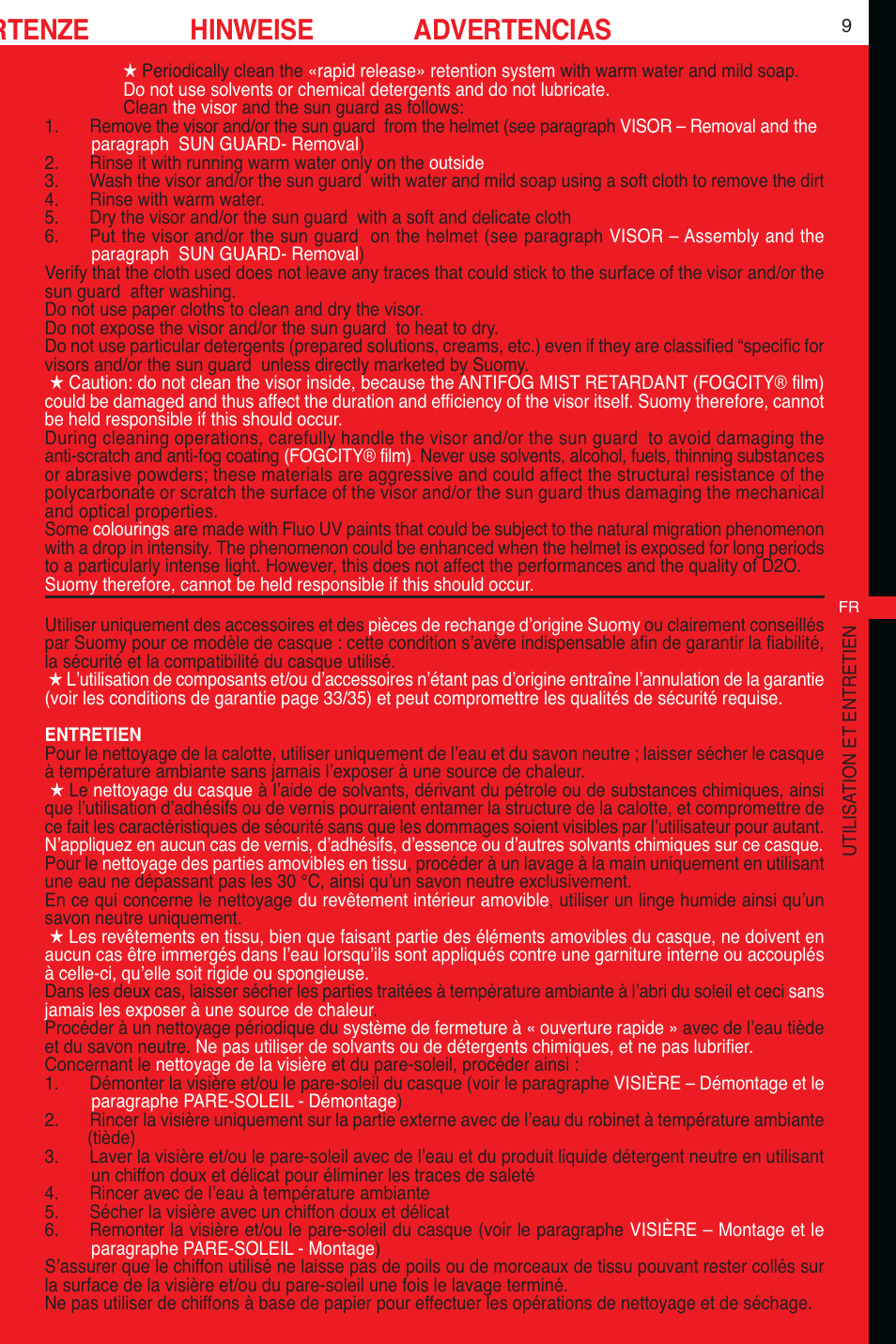 Rtenze hinweise advertencias | SUOMY D2O User Manual | Page 9 / 36