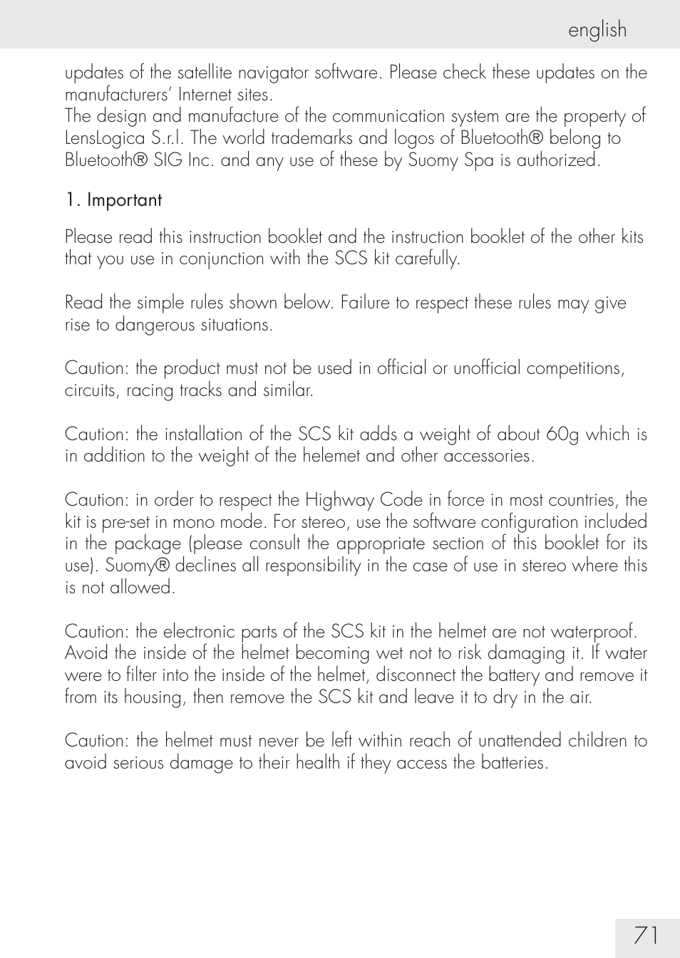 SUOMY Communication System SCS User Manual | Page 73 / 171