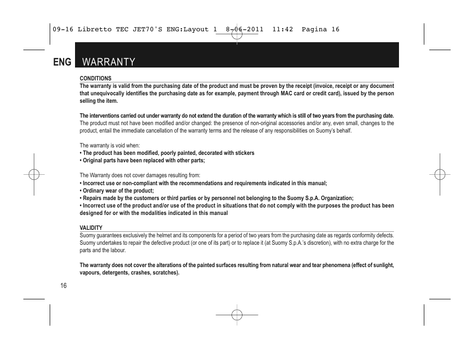 Eng warranty | SUOMY Jet 70s User Manual | Page 17 / 42