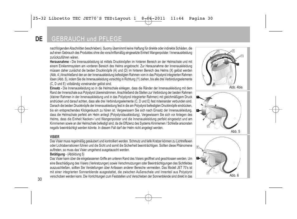 De gebrauch und pflege | SUOMY Jet 70s User Manual | Page 31 / 42