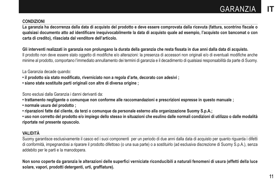 Garanzia it | SUOMY Mr Jump User Manual | Page 13 / 76