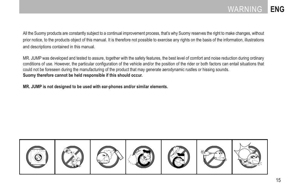 Warning eng | SUOMY Mr Jump User Manual | Page 17 / 76