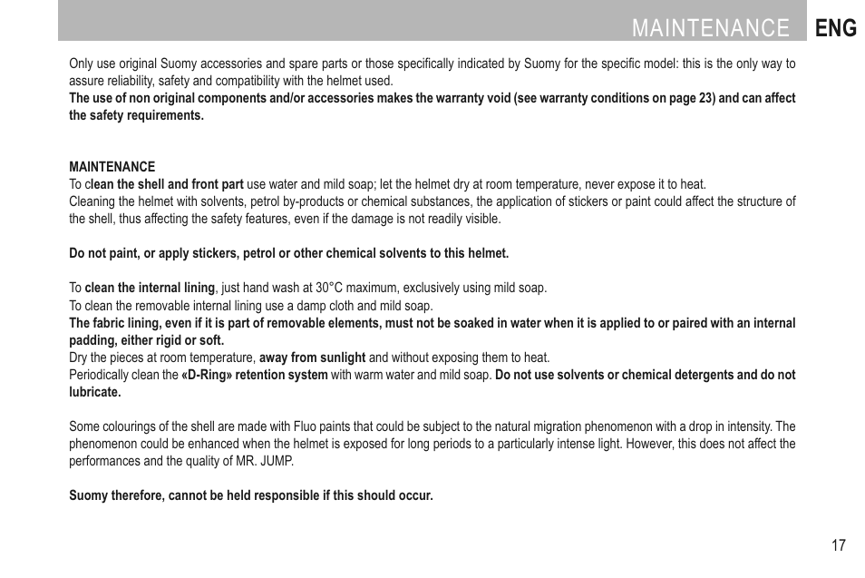 Maintenance eng | SUOMY Mr Jump User Manual | Page 19 / 76