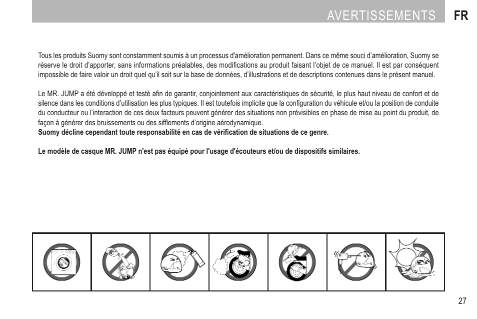 Français, Avertissements fr | SUOMY Mr Jump User Manual | Page 29 / 76
