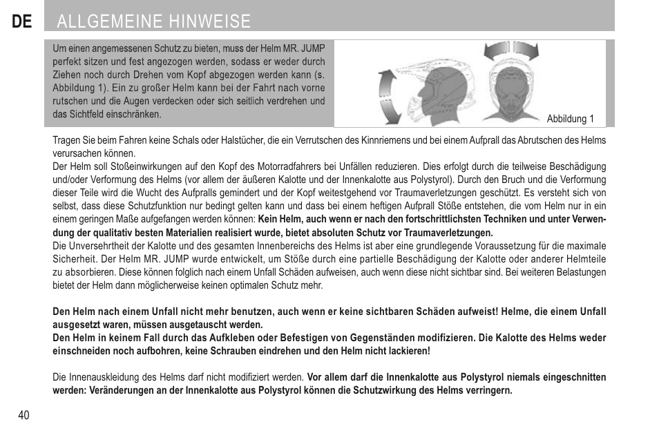 Allgemeine hinweise | SUOMY Mr Jump User Manual | Page 42 / 76