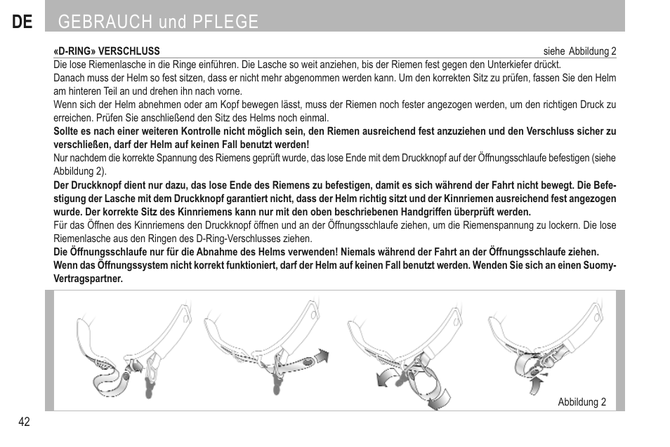 De gebrauch und pflege | SUOMY Mr Jump User Manual | Page 44 / 76