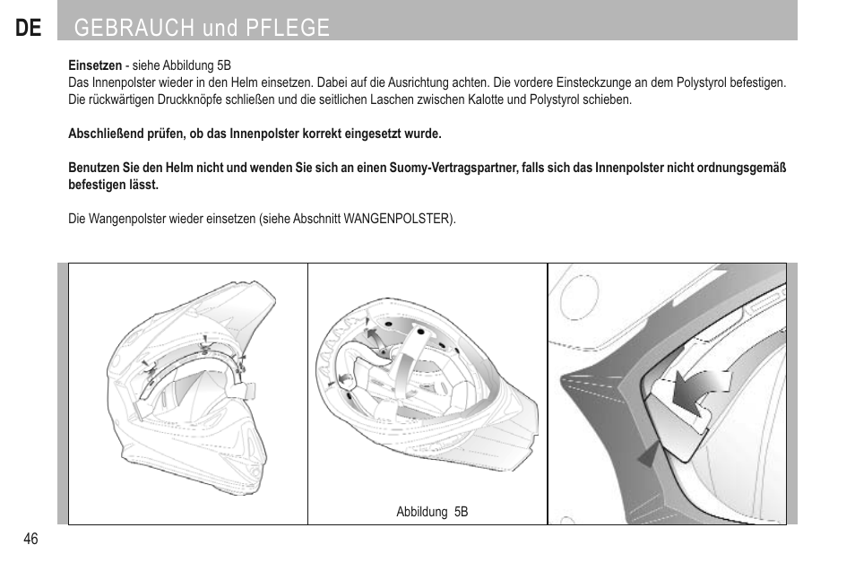 De gebrauch und pflege | SUOMY Mr Jump User Manual | Page 48 / 76