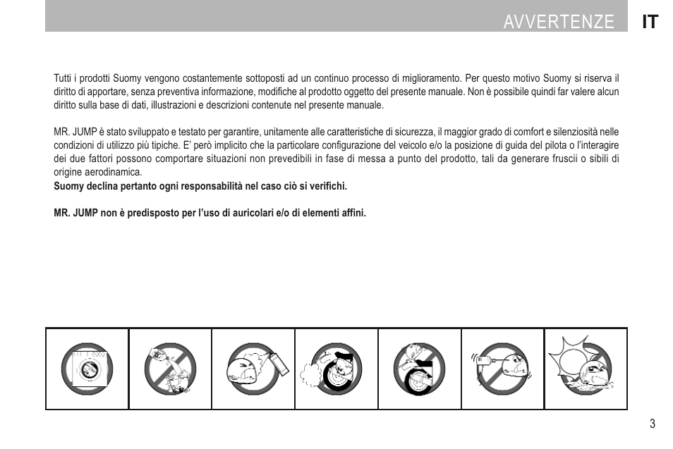 Avvertenze it | SUOMY Mr Jump User Manual | Page 5 / 76