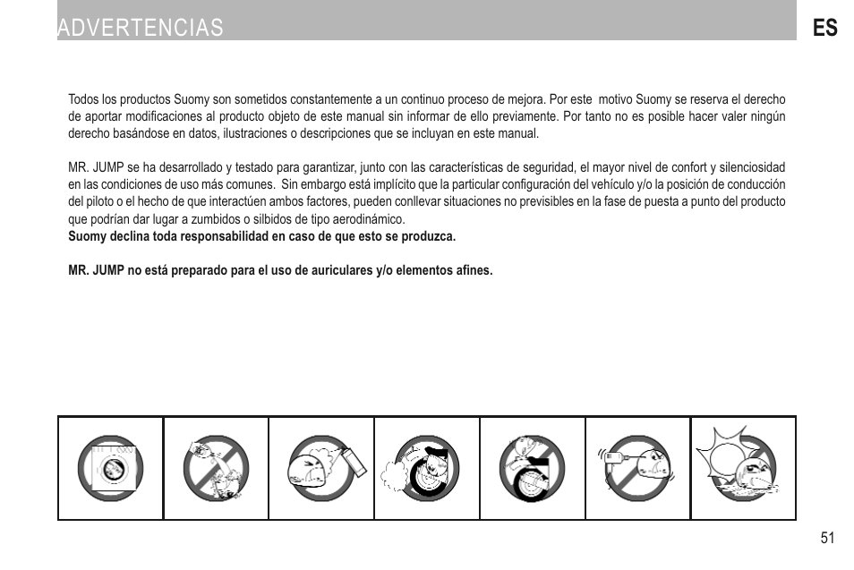 Español, Advertencias es | SUOMY Mr Jump User Manual | Page 53 / 76
