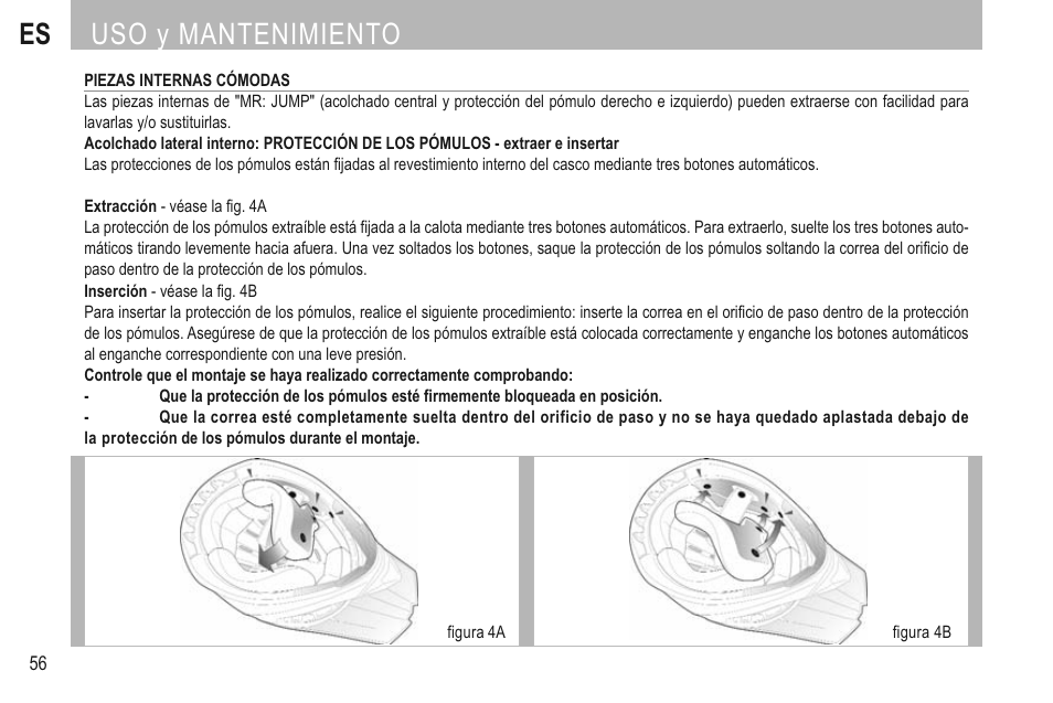 Es uso y mantenimiento | SUOMY Mr Jump User Manual | Page 58 / 76