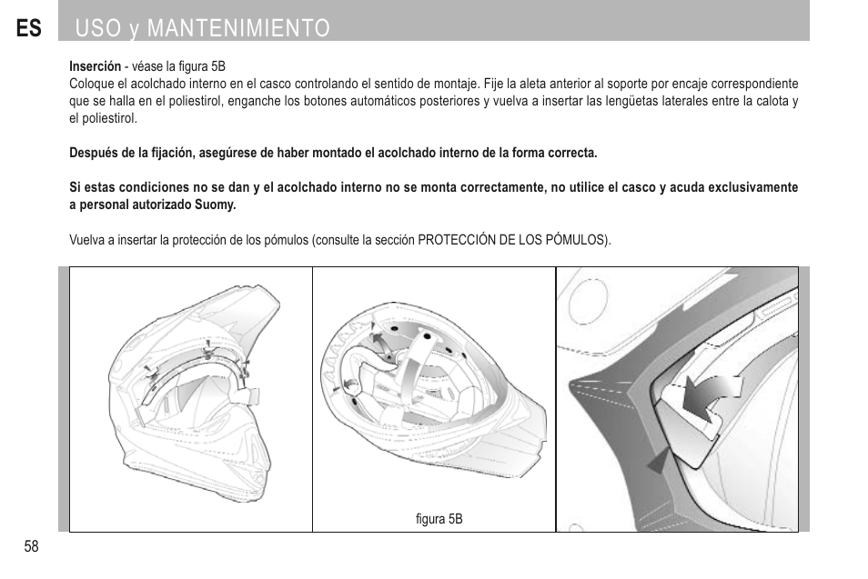 Es uso y mantenimiento | SUOMY Mr Jump User Manual | Page 60 / 76