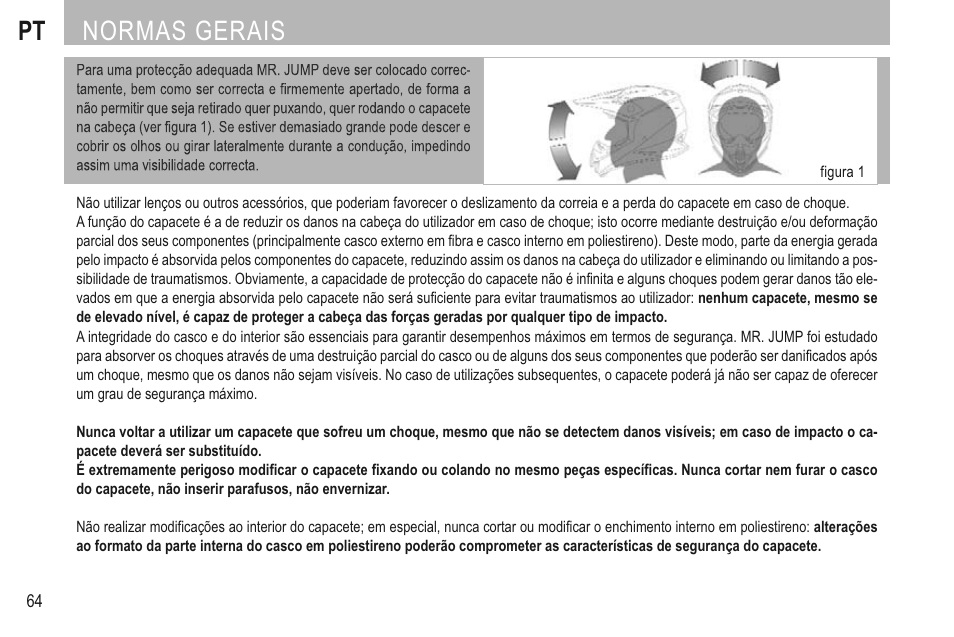Normas gerais | SUOMY Mr Jump User Manual | Page 66 / 76