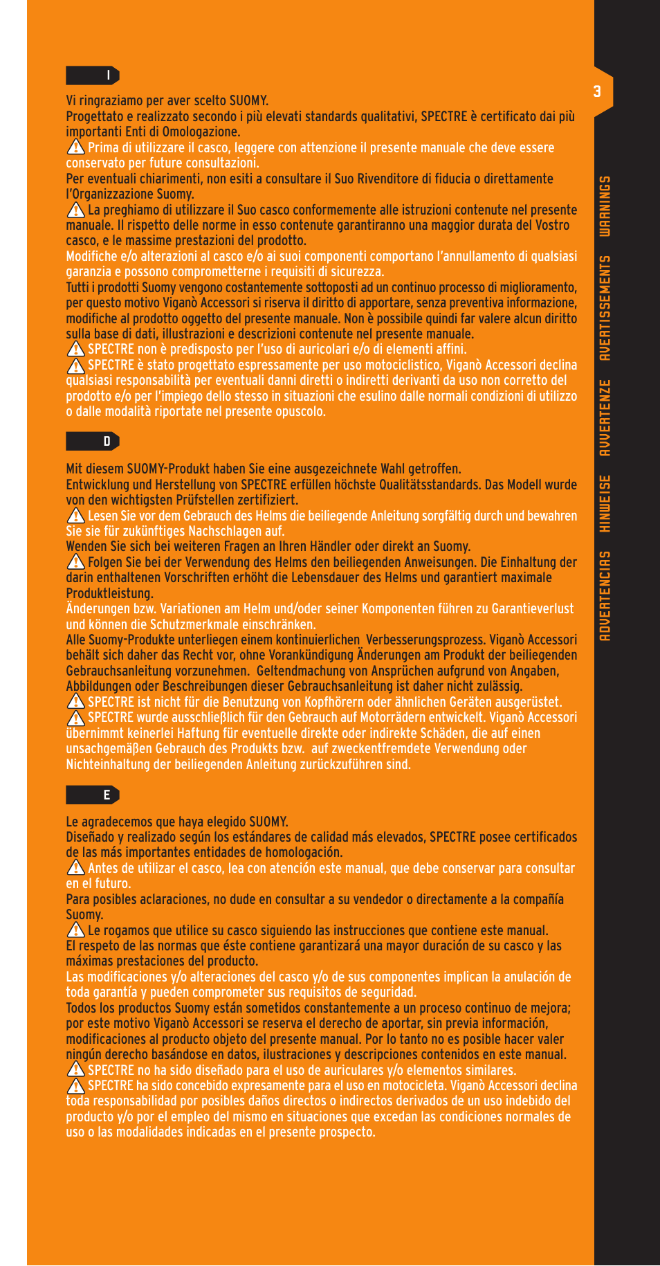 SUOMY Spectre User Manual | Page 3 / 24