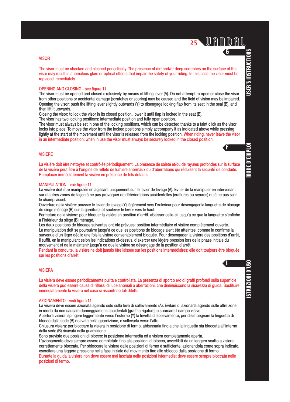 SUOMY Vandal User Manual | Page 25 / 40