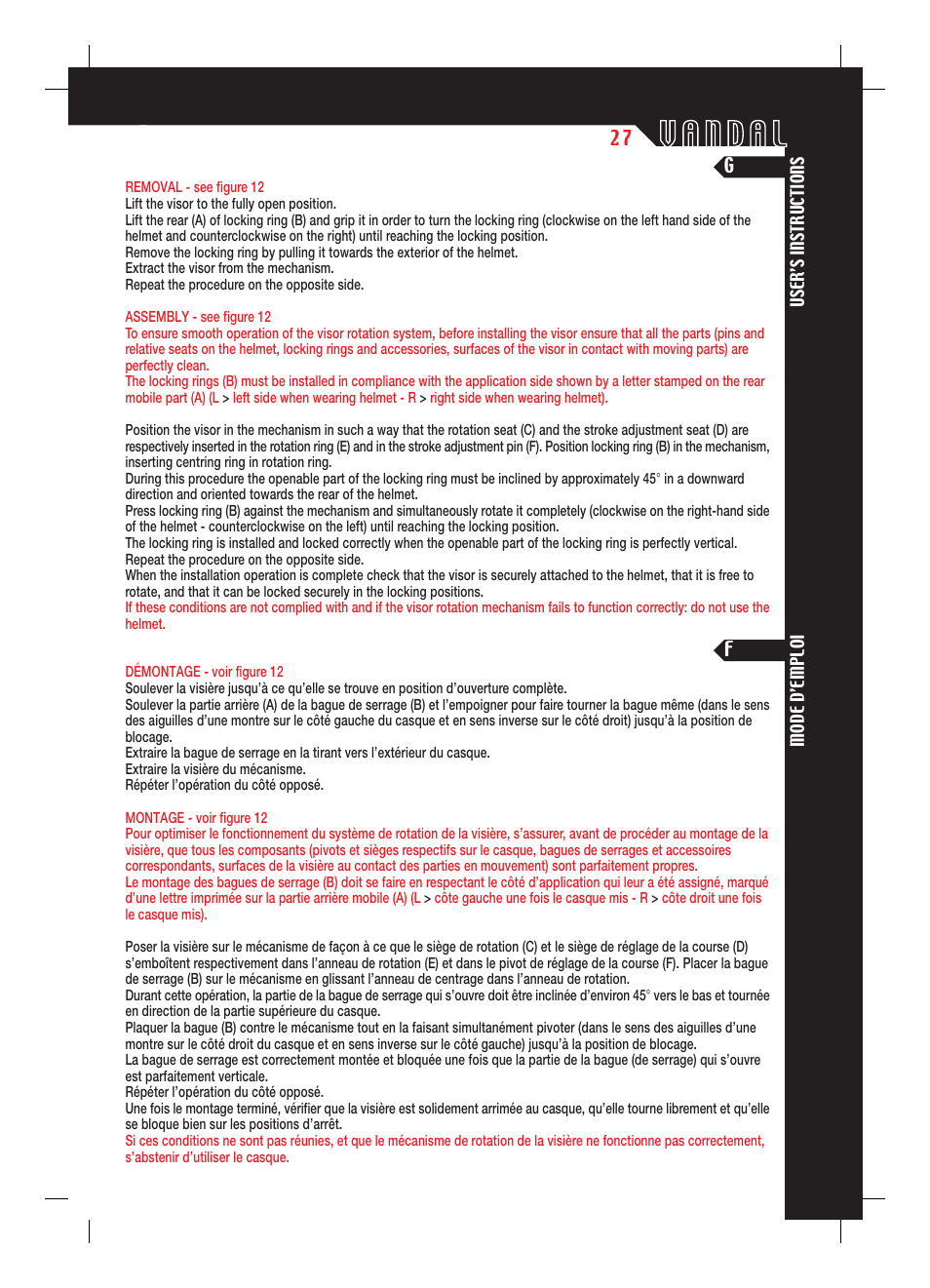 SUOMY Vandal User Manual | Page 27 / 40