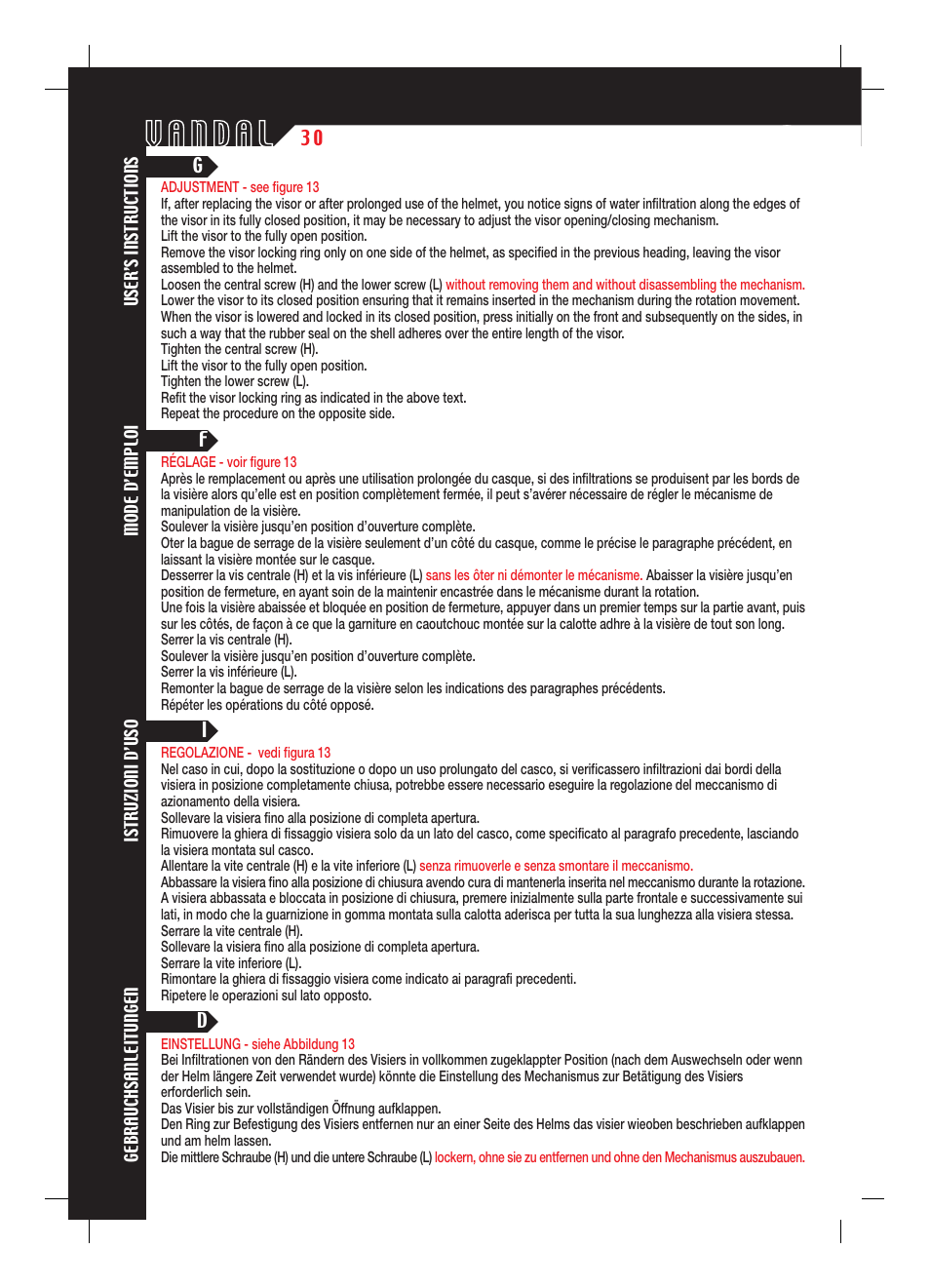 SUOMY Vandal User Manual | Page 30 / 40