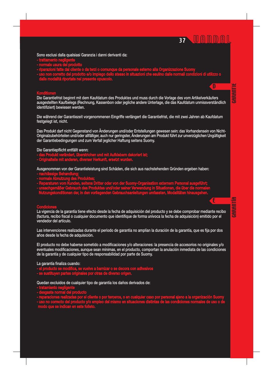 SUOMY Vandal User Manual | Page 37 / 40