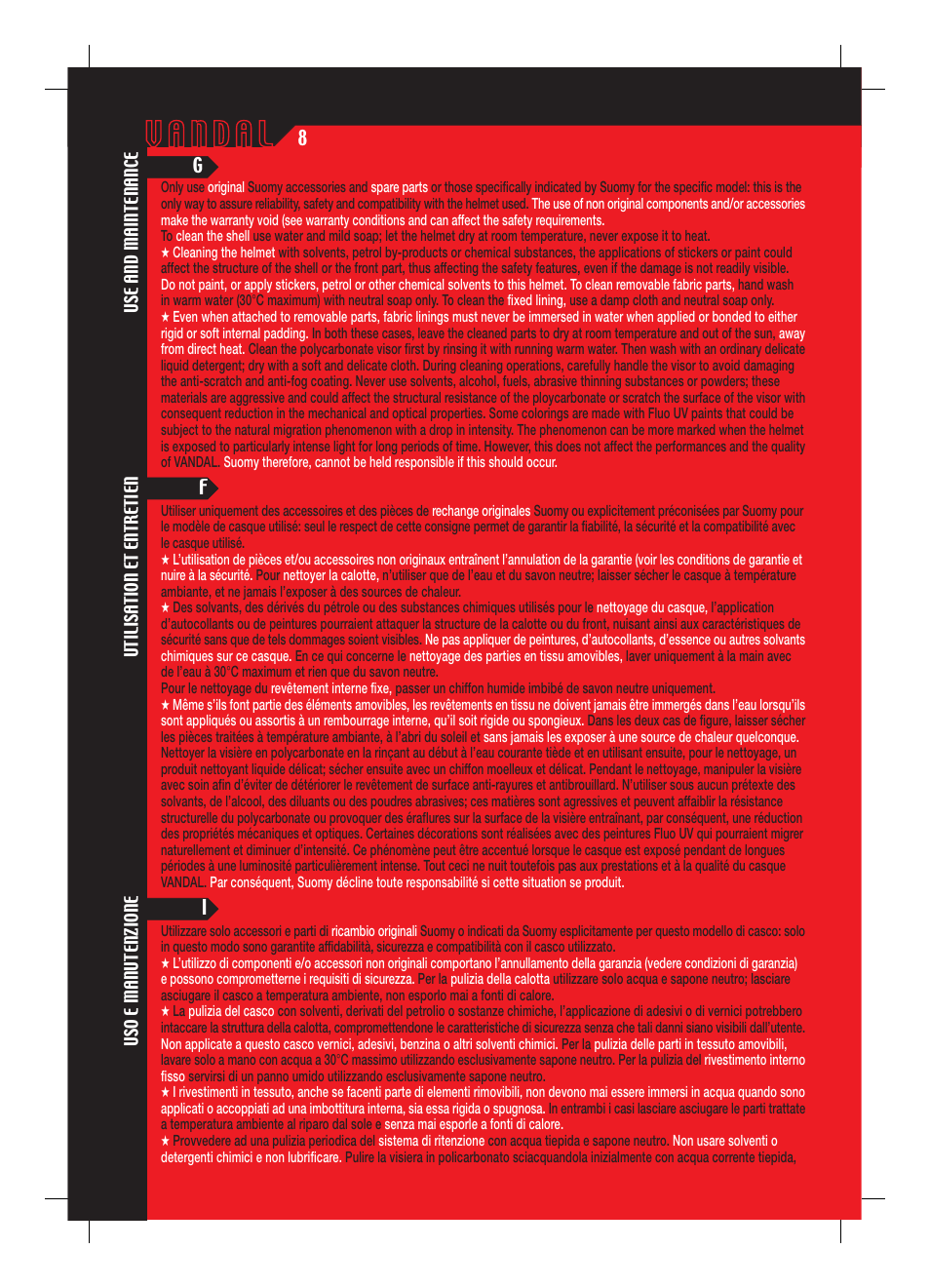 SUOMY Vandal User Manual | Page 8 / 40