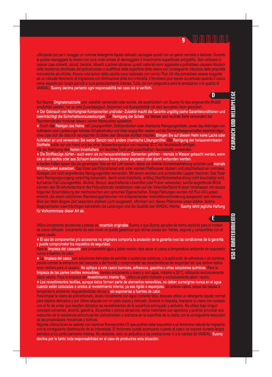 SUOMY Vandal User Manual | Page 9 / 40