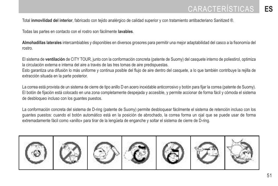 Características es | SUOMY City Tour User Manual | Page 53 / 75