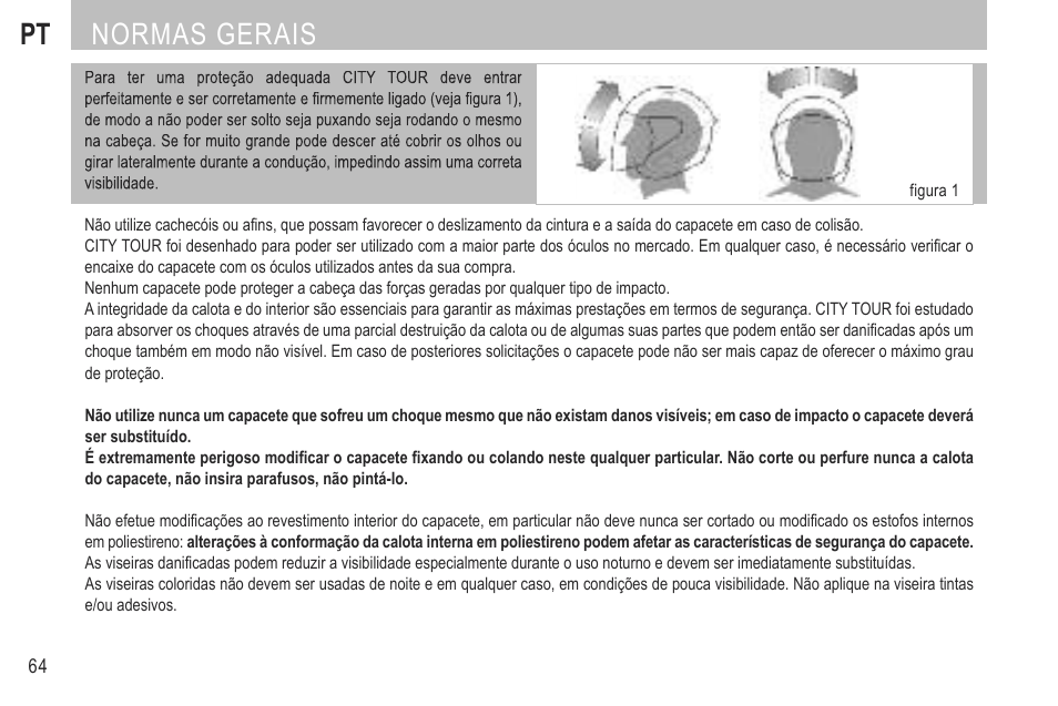 Normas gerais | SUOMY City Tour User Manual | Page 66 / 75