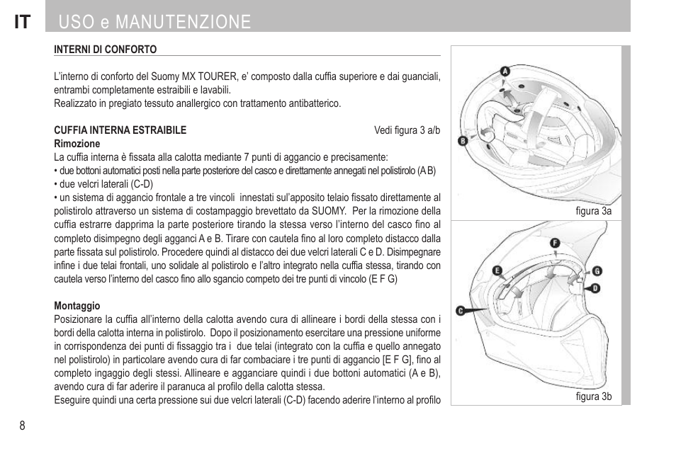 It uso e manutenzione | SUOMY MX Tourer User Manual | Page 10 / 99