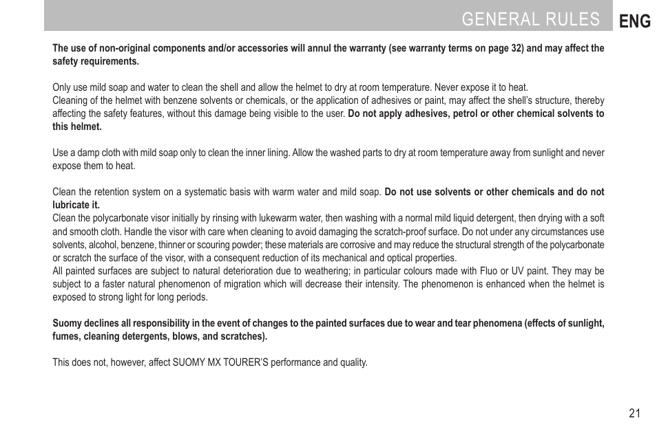 General rules eng | SUOMY MX Tourer User Manual | Page 23 / 99